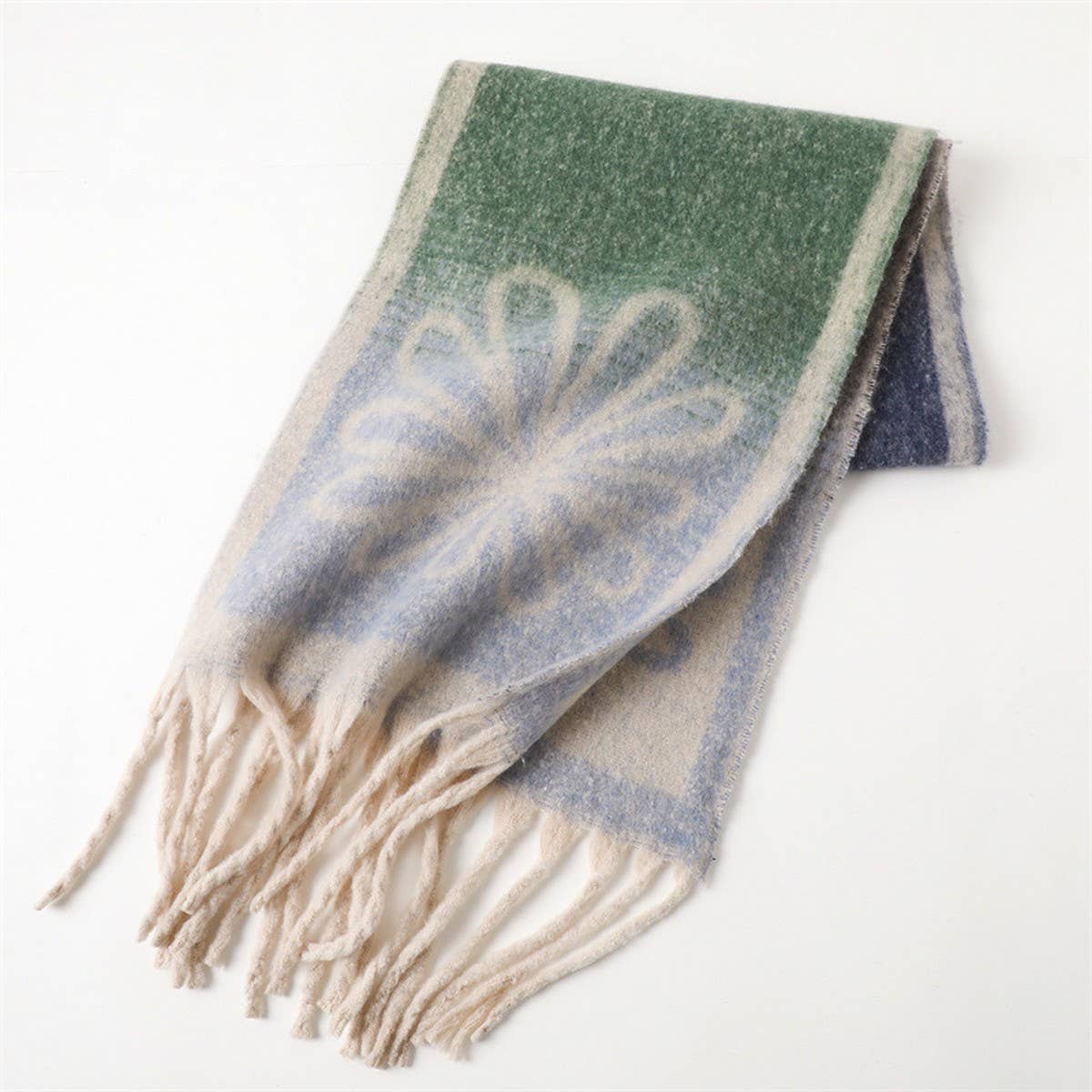 DOUBLJU - Wholesale Scarf - Women's - VINTAGE FLORAL PATTERN GRADIENT WARM SCARF_CWASC030611