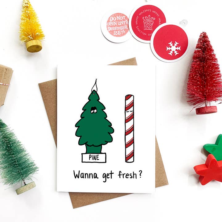 Get Fresh, Funny Christmas Card, Funny Holiday Card for wholesale by Yellow Daisy Paper Co.