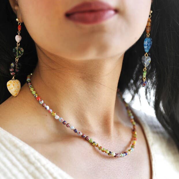 Lisa Angel - Wholesale Beaded/Pearl Necklace - Colourful Mixed Beads Necklace in Gold1