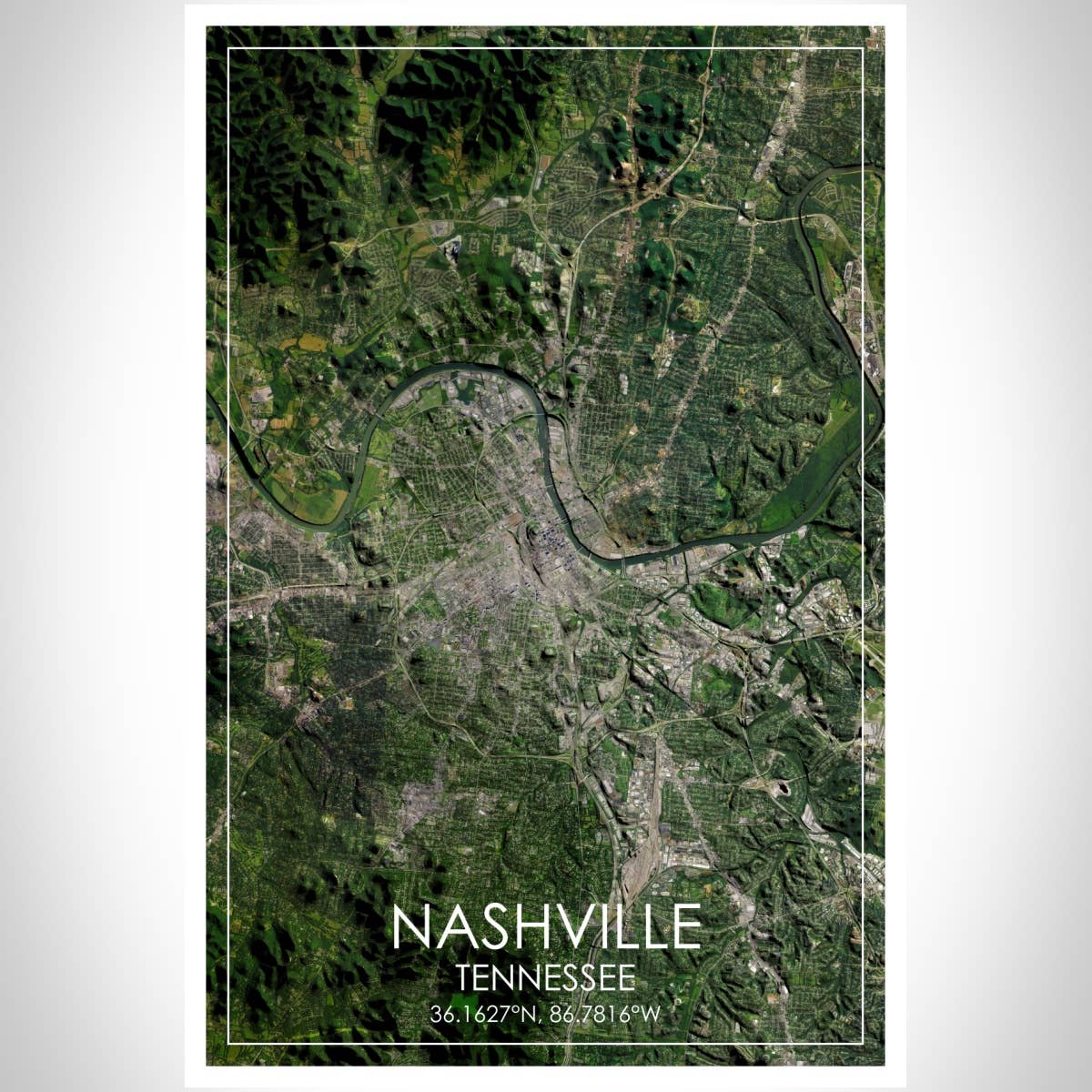 JACE.design - Wholesale Art Print - Nashville TN Map Print Satellite2