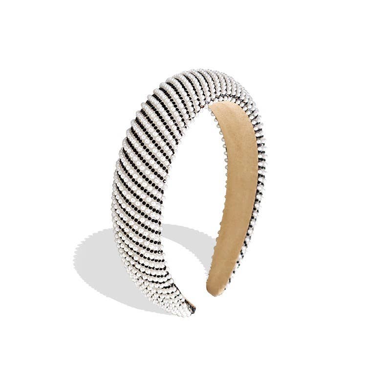 AMORINO SRL - Wholesale Fashion Headband - Women's - HAIRBAND WITH PEARLS AND COLORED RHINESTONES0