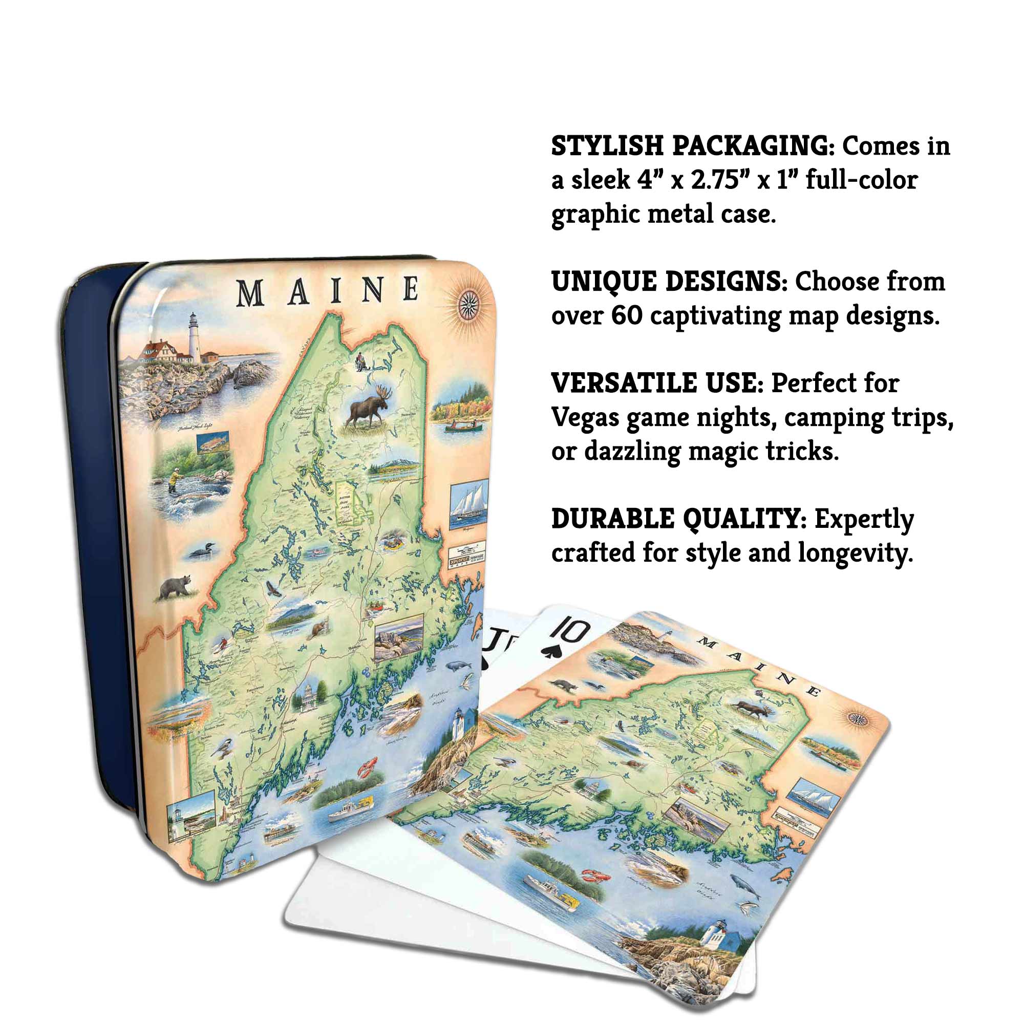 XPLORER MAPS – wholesale Playing cards – Maine State Map Playing Cards 3