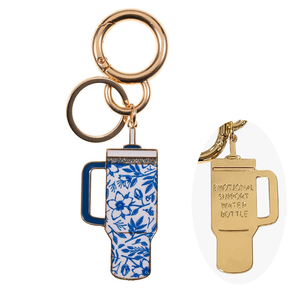 Sensibling Corp. - Wholesale Keychain - Women's - Enamel Floral Tumbler Back Engraved Keychain Bag Charm6