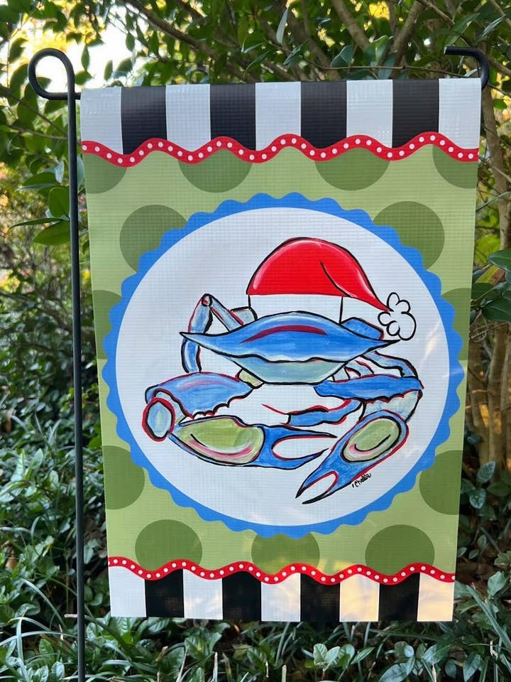 Garden Flag: Christmas Santa Crab for wholesale by The Happy Butterfly