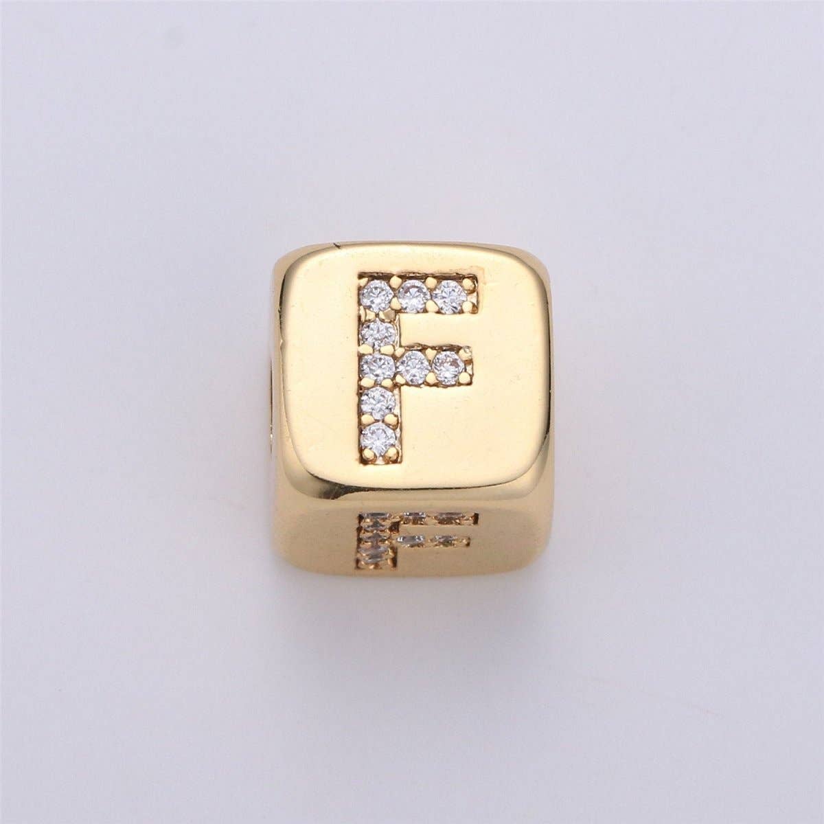 Aim Eternal - Wholesale Individual Charm/Pendant - 9x9mm Gold Initial Letter Beads, Alphabet Beads, Initial Beads, Alphabet Blocks Micro Pave Initial Block Charm for Bracelet Necklace Supply5