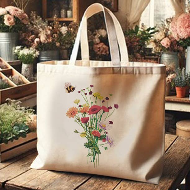 Rebecca Jimenez - Wholesale Tote Bag - Women's - Bee and Flower Tote Bag