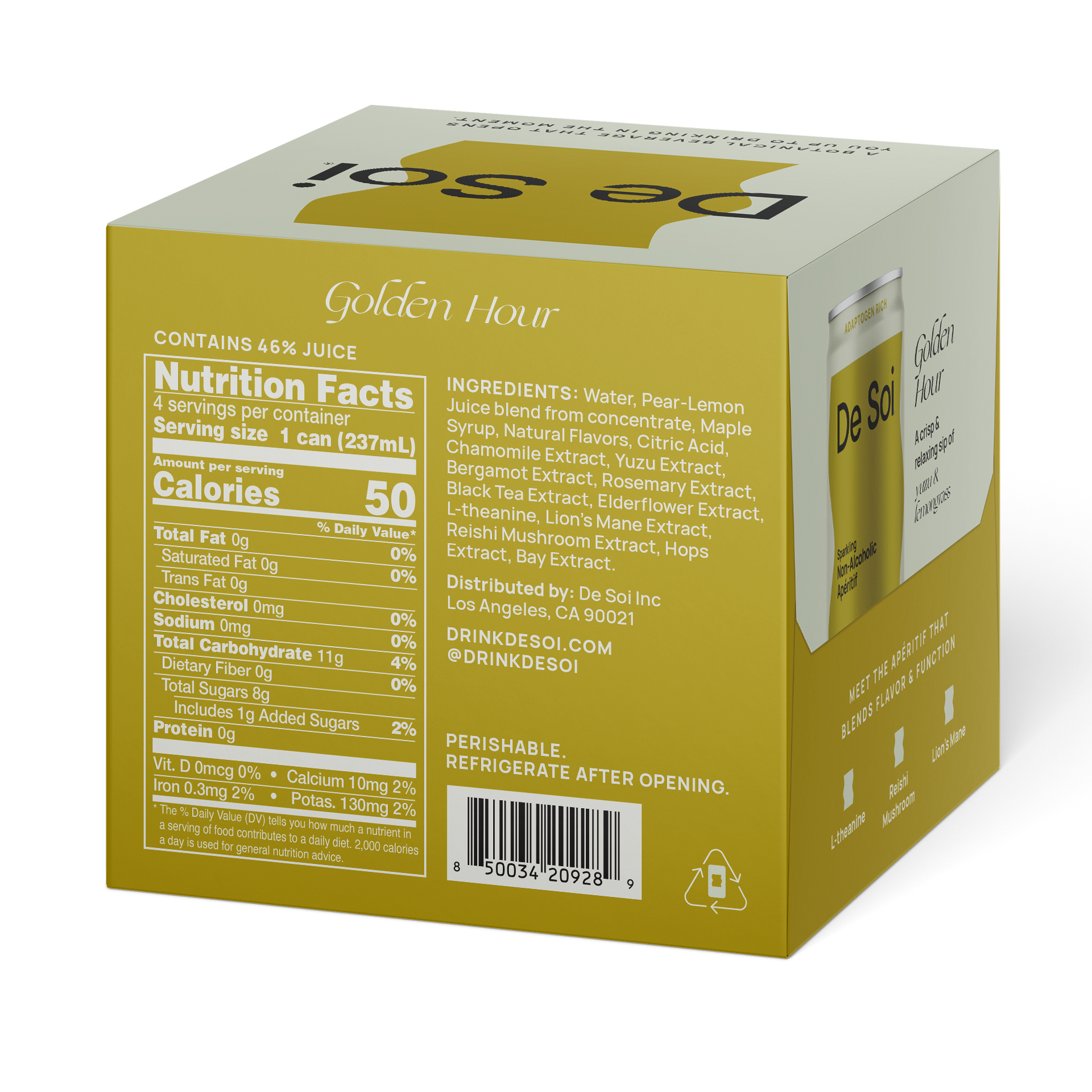 De Soi - Wholesale Non-Alcoholic Aperitif/Mocktail - Golden Hour, Cans 24-pack (8oz)1