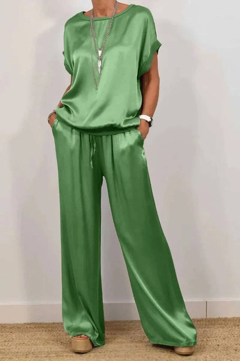 SALINA TRADING INC - Wholesale Top & Pant Set (NOT Loungewear) - Women's - Women Casual Solid Color Sleeveless Blouse Pants Set4