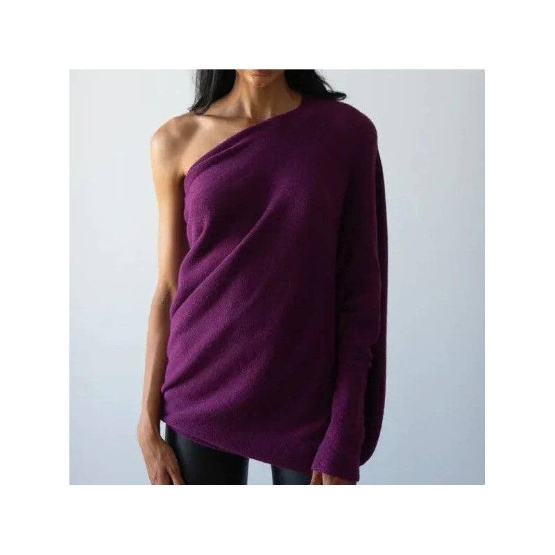 Plush Looks - Wholesale Knit Top - Women's - Solid Color Round Neck Long Sleeve Knitted Batwing Top5