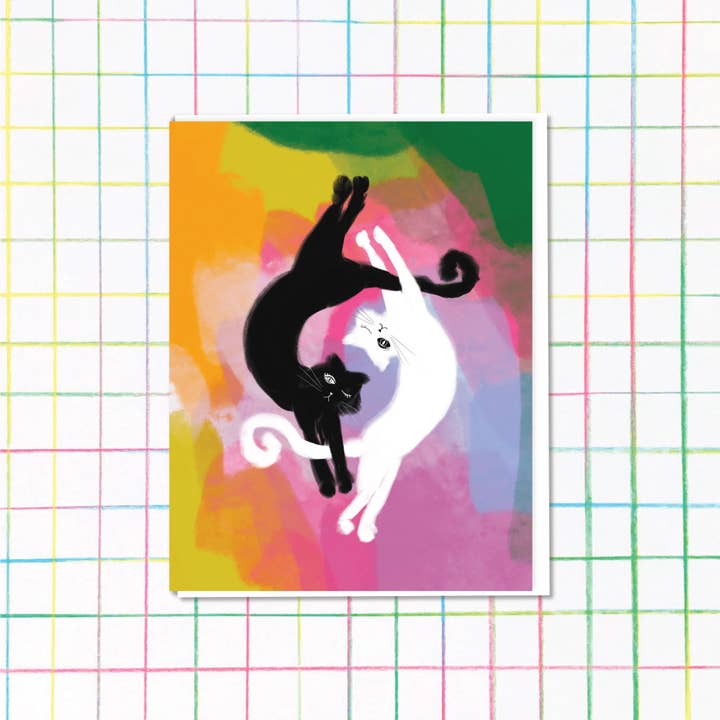 Yin Yang Kitties Card for wholesale by Middle Sister Card Co.