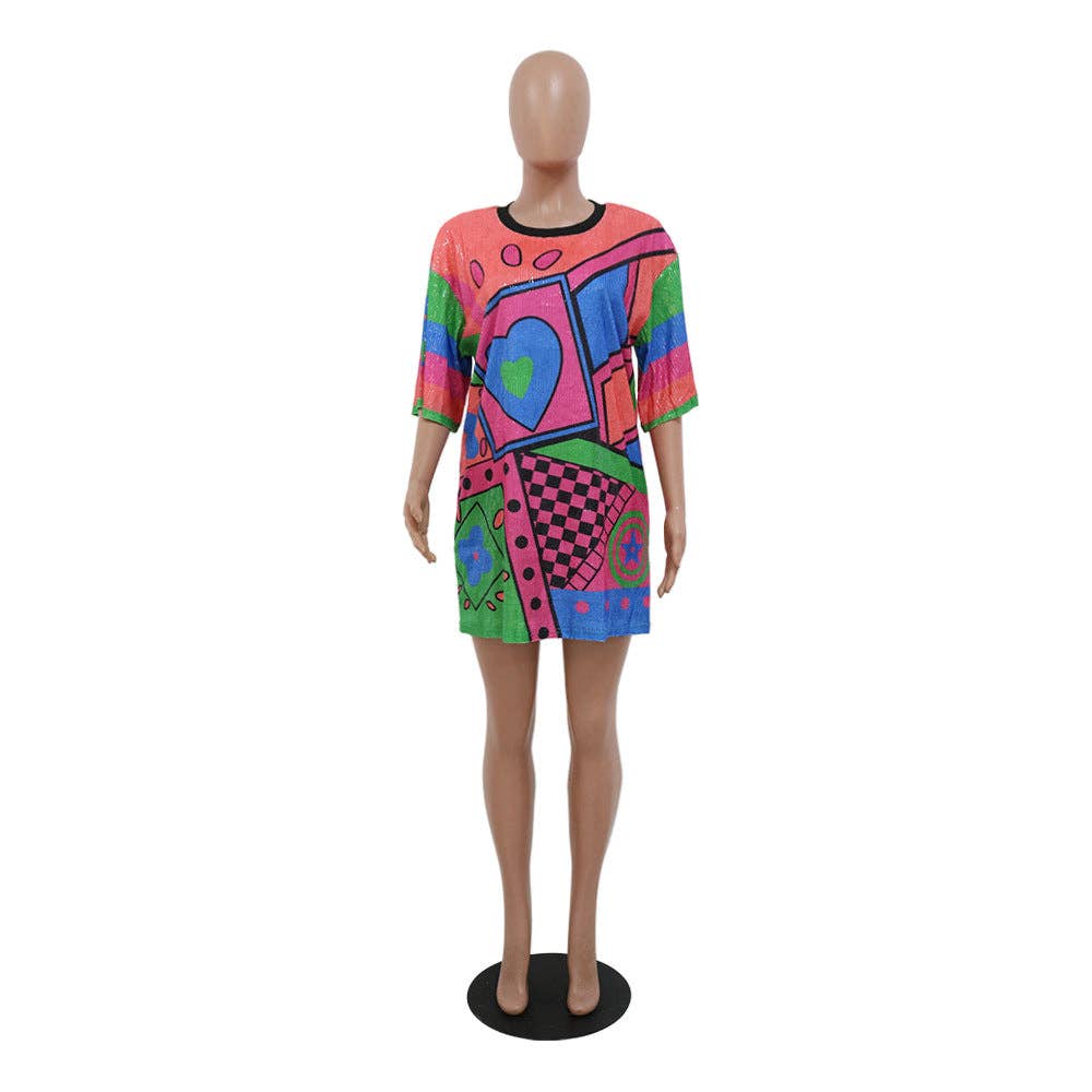 MB Fashion Wholesale - Wholesale Dress - Women's - MB FASHION SEQUIN MINI SHIRT LOOSE DRESS 9984LY29