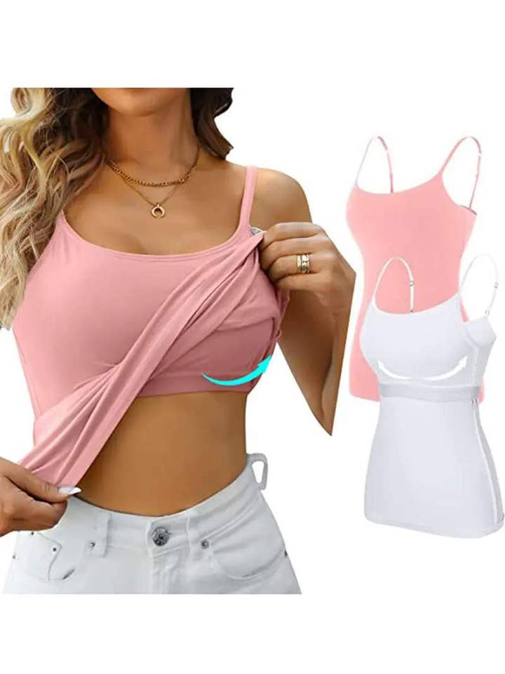 Queen Fashion - Wholesale Camisole - Women's - u neck padded basics cami top