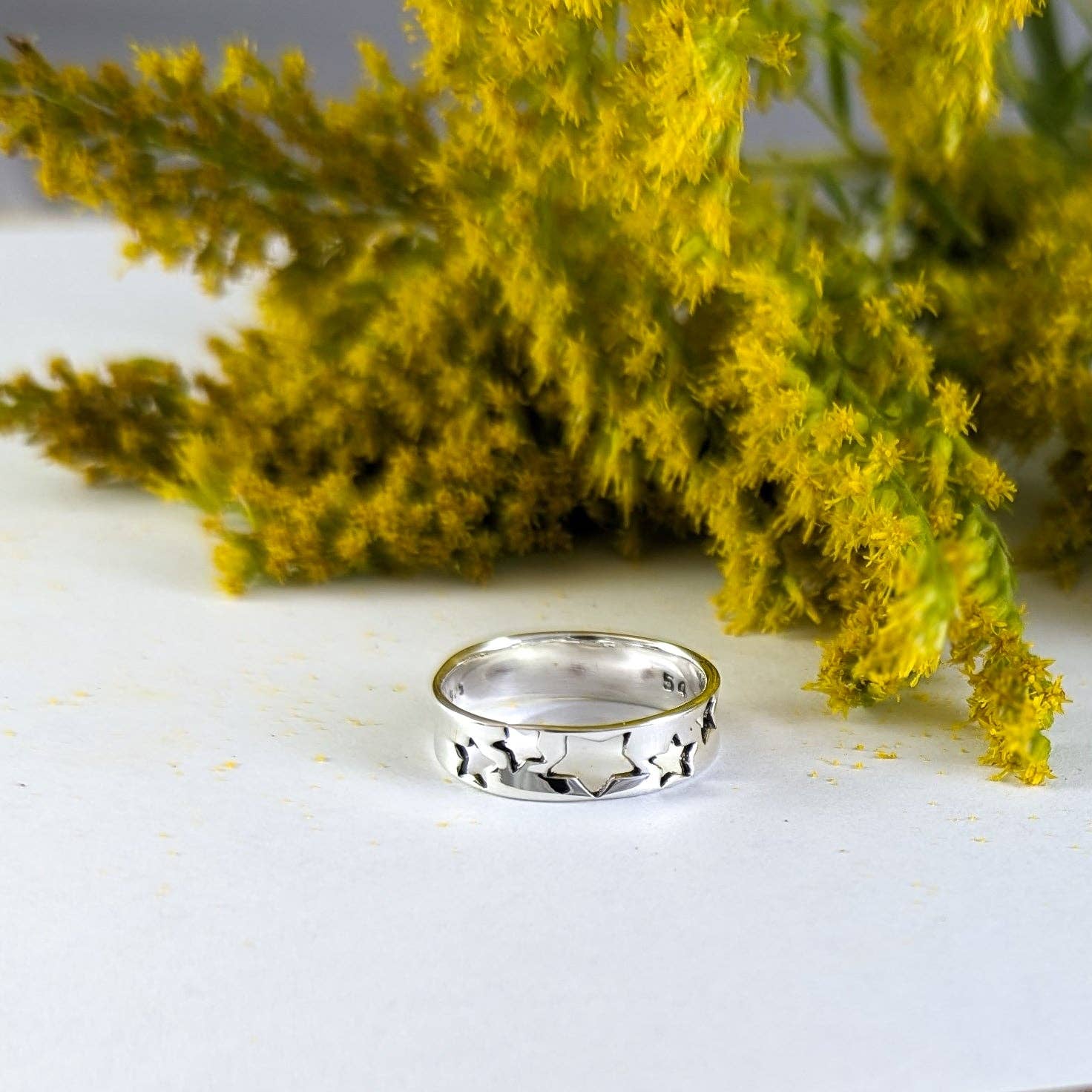 The Green Gecko - Vente Anneau/bague à empiler - Bague à étoiles découpées en argent sterling2