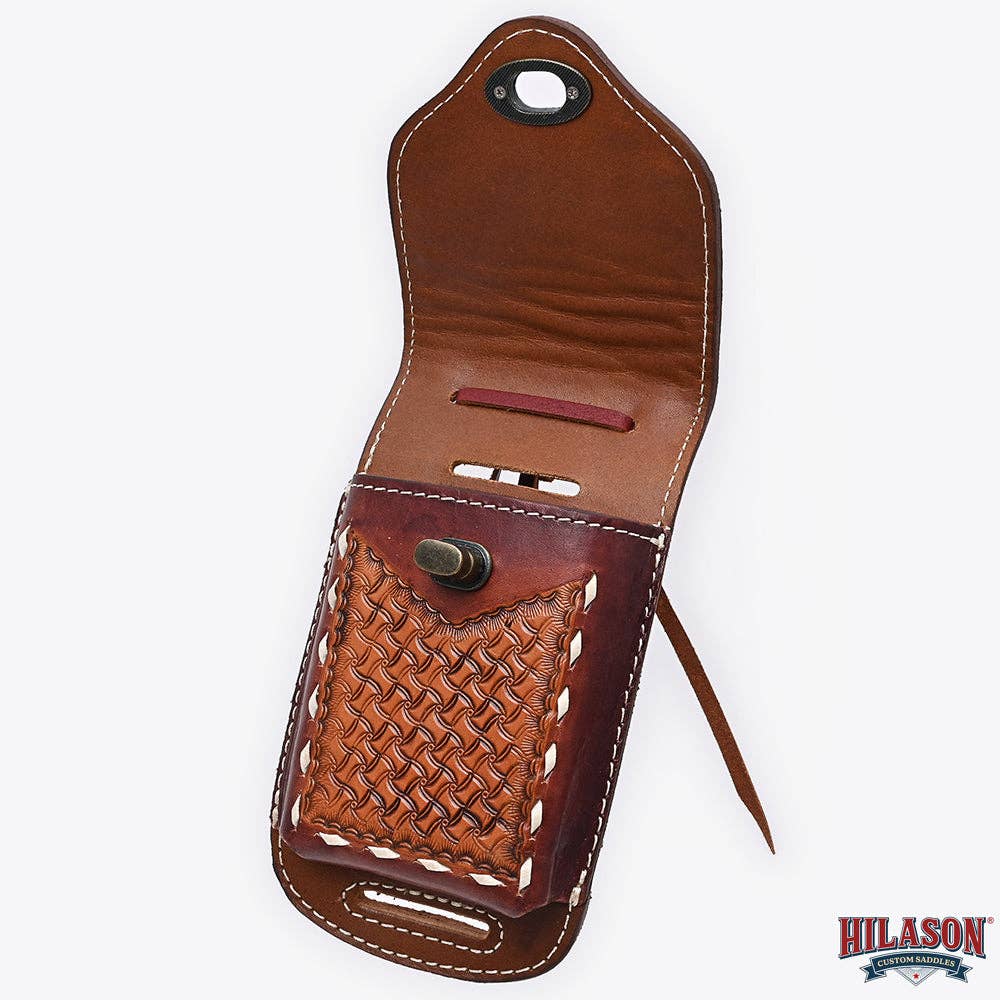 HILASON - Wholesale Phone Wallet - Women's - Hilason Basketweave Floral Cell Phone Case Tan American Leather24