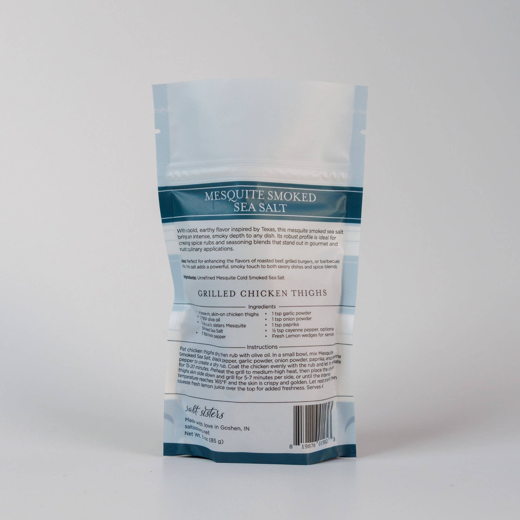 Salt Sisters – Sal por atacado – Sal Marinho Totalmente Natural - Mesquite Fumado - 3 oz1