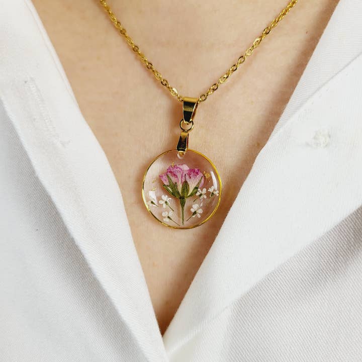 Rhodonco - Wholesale Pendant/Charm Necklace - June birth flower necklace - Rose1