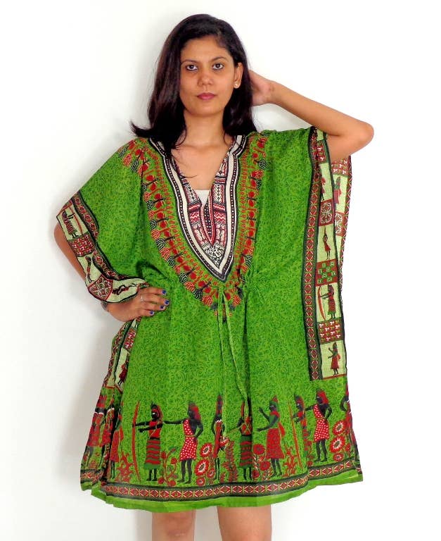 Meghcraft - Wholesale Kaftan - Women's - Assorted Vintage Recycled Silk Kaftan Mini Dress Top Poncho7