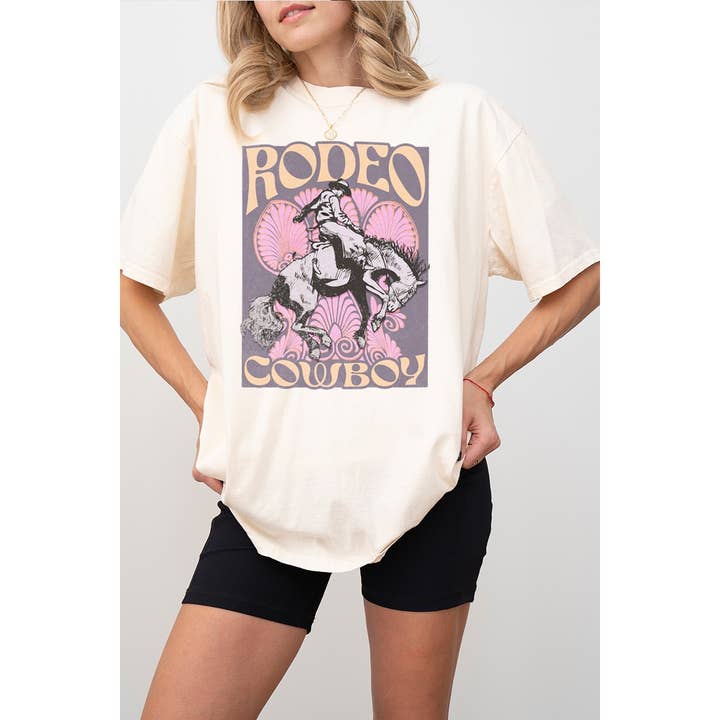 Illustrated Society - Wholesale Tunic - Women's - RODEO COWBOY GRAPHIC OVERSIZED TEE1