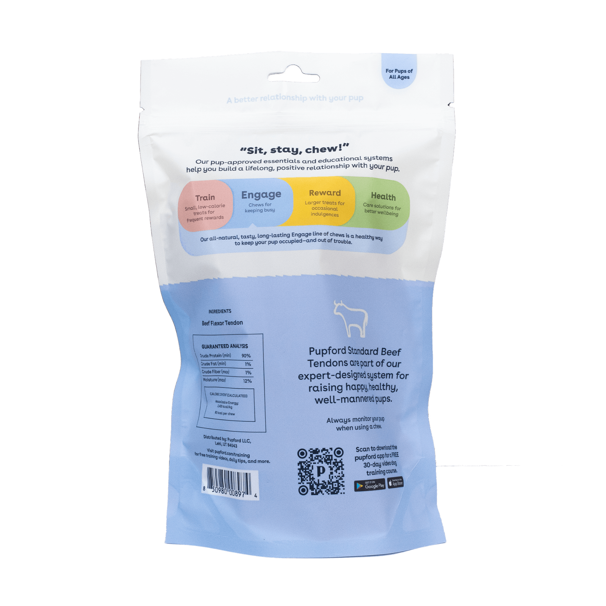 Pupford - Wholesale Pet Treats - Dog - Standard Beef Tendon Dog Chew 10 Pack2