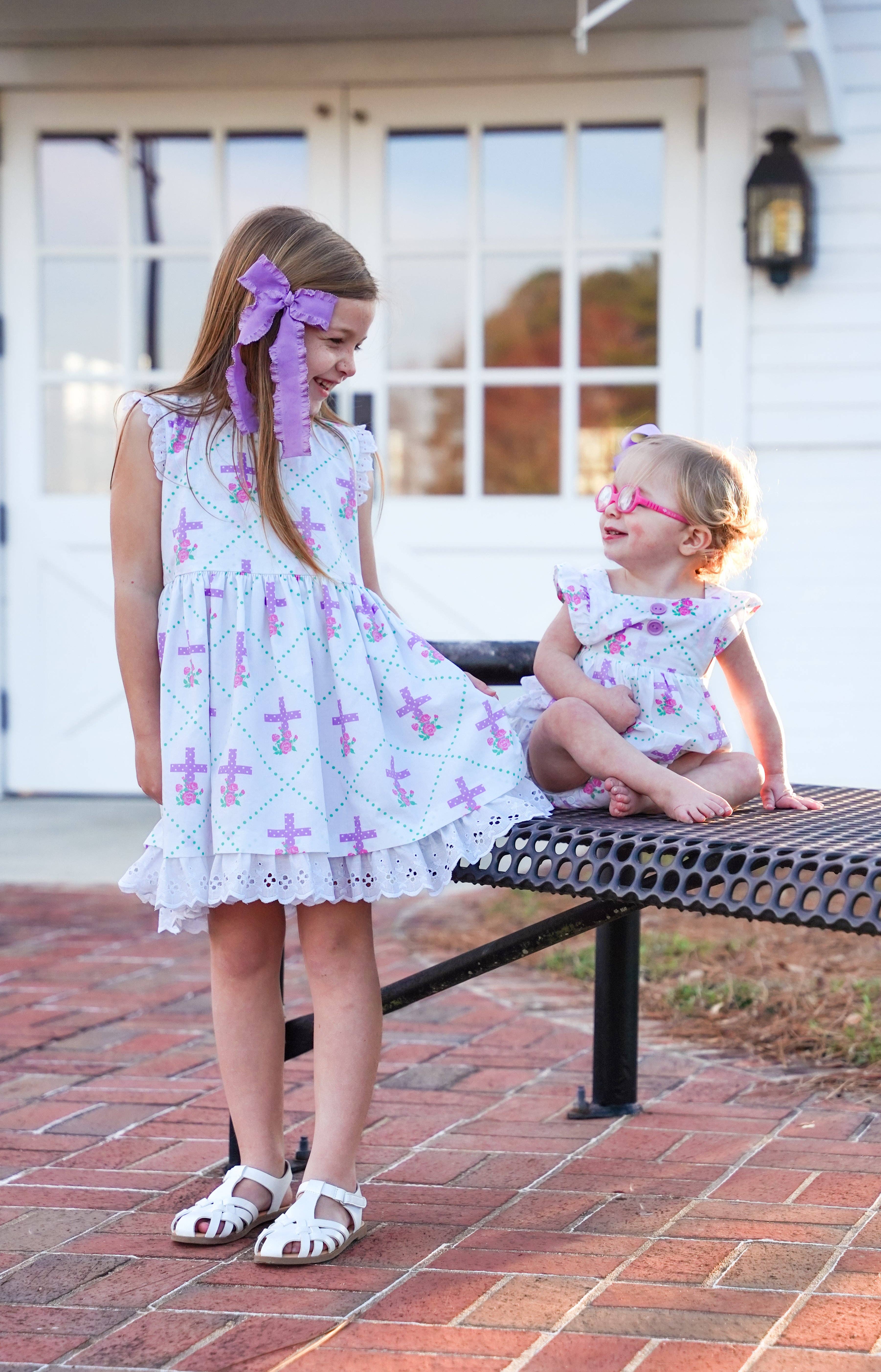 Posh Pickle – wholesale Bodysuit (non-footed) – Baby – Grace Cross Print Eyelet Ruffled Bubble8