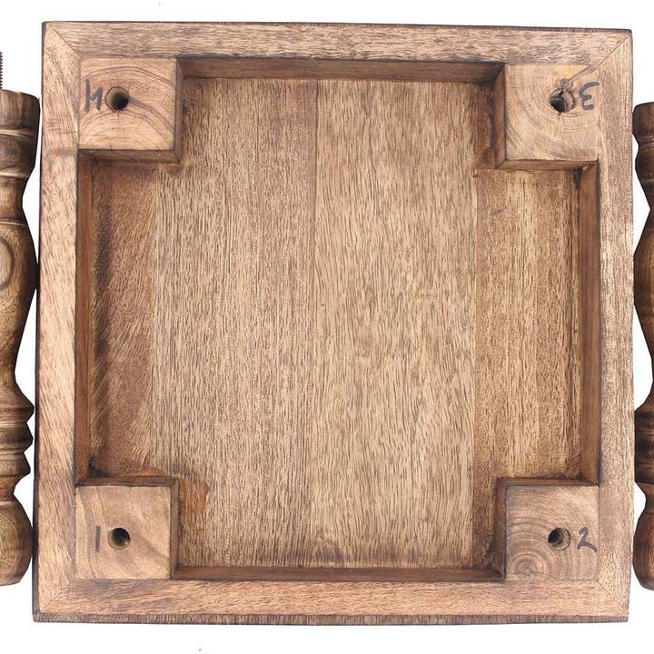 Lungta Imports - Wholesale Vase - Solid Mango Wood Hand Carved Prayer Puja Shrine Altar Meditation Table Yin Yang5