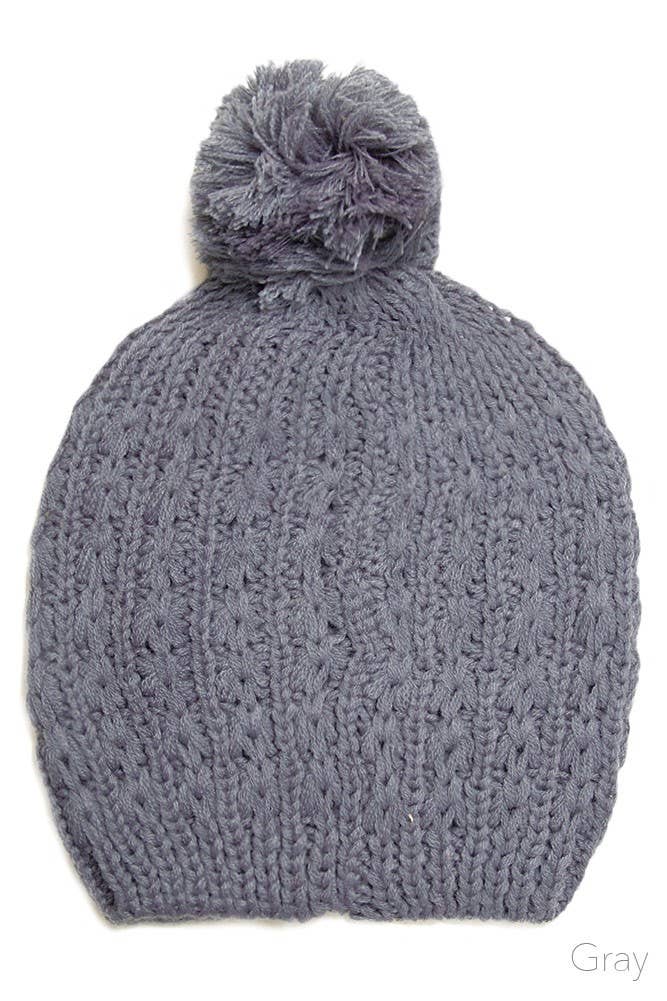 Hana - Wholesale Beanie - Women's - Solid Knit Pom Beanie Winter Hat2