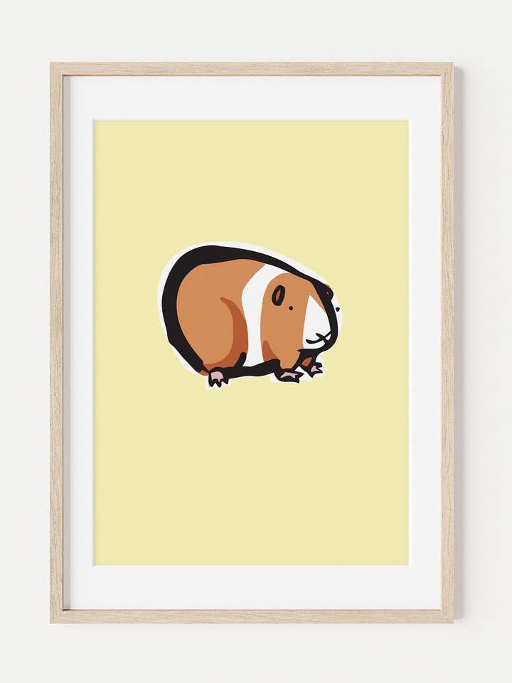 Sunny the Guinea Pig A5 Art Print for wholesale by Looksee Illustration