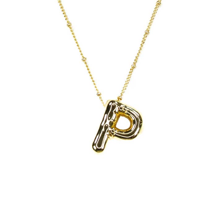Savvy Bling - Wholesale Pendant/charm necklace - Initial Balloon Bubble Gold Necklace15