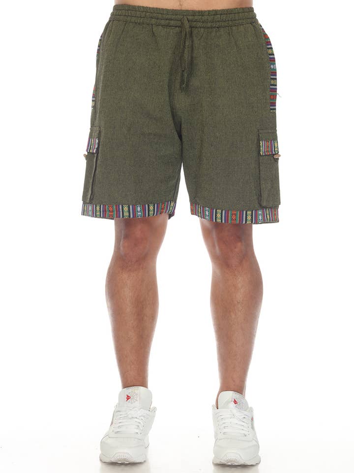 Pantaloncini Boho Hippie con bordo a righe in cotone per la vendita all'ingrosso da parte di The Collection Royal / Royal Handicrafts