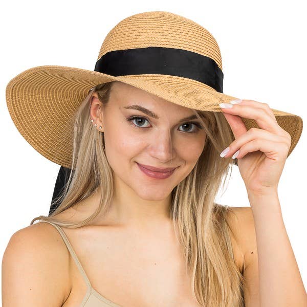 Cap Zone - Wholesale Straw Hat - Women's - Silky Ribbon Floppy Sunhat14