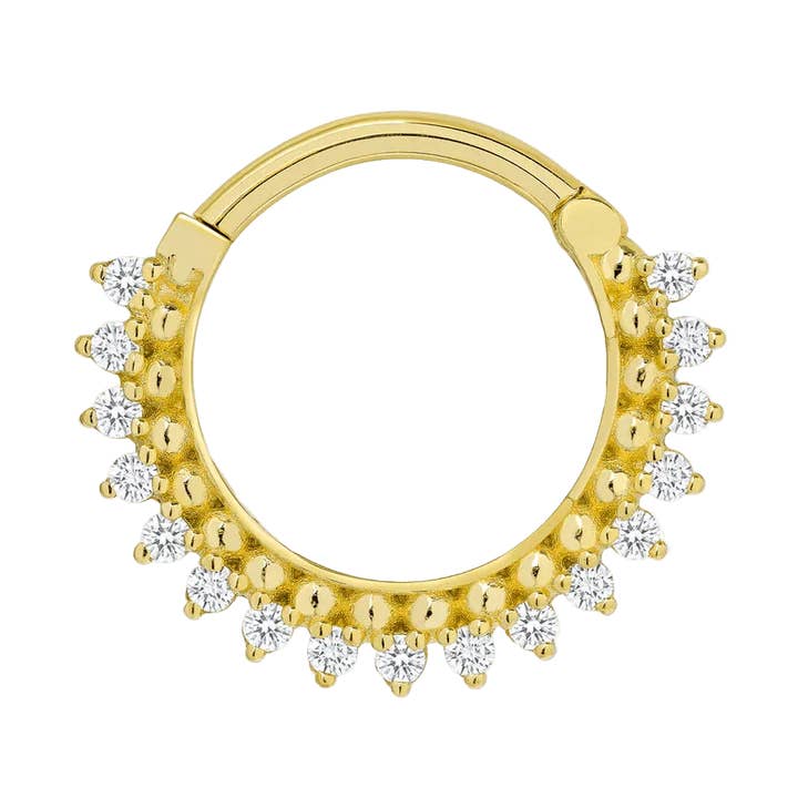 Lucina Clicker with 17 Gems – 14K & 18K Gold for wholesale by Piercing-zone