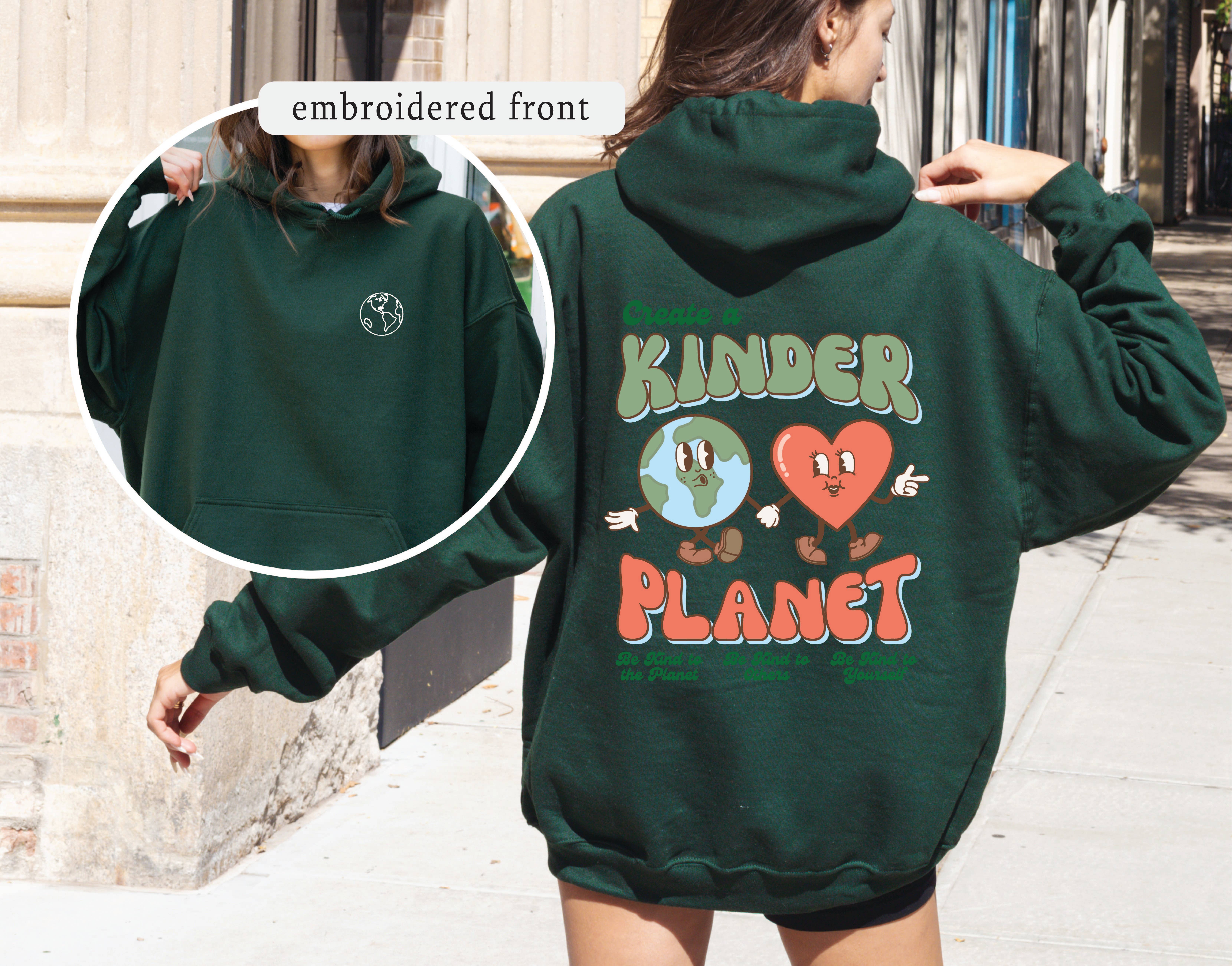 P E T I T R U E - Wholesale Hoodie - Women's - EMBROIDERED Hoodie Kinder Planet Earth Day Hood Sweatshirt4