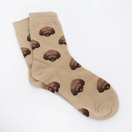Brown Poodle Pattern Socks for wholesale by Million Dogs