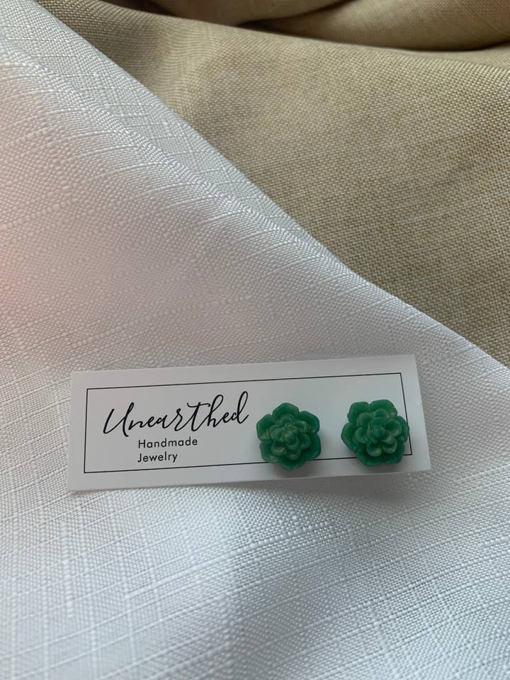 Succulent Studs for wholesale by Unearthed by Kathryn Peña