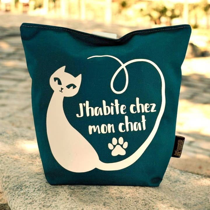 Porta borsa « I live with my cat » collezione Brooklyn Jade per la vendita all'ingrosso da parte di Emmanuel Création