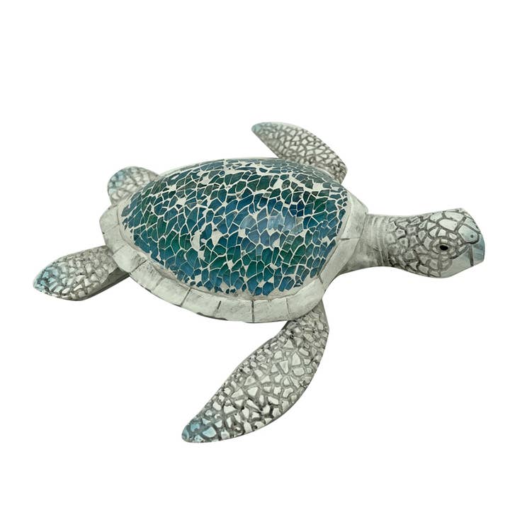 CB Home Collection - Wholesale Decorative Figurine - 6.25" Sea Turtle Blue and Green Mosaic Figurine4