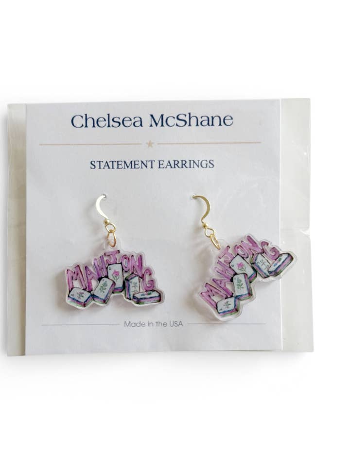 "Mahjong Tiles" acrylic earrings (case of 10) for wholesale by Chelsea McShane Art