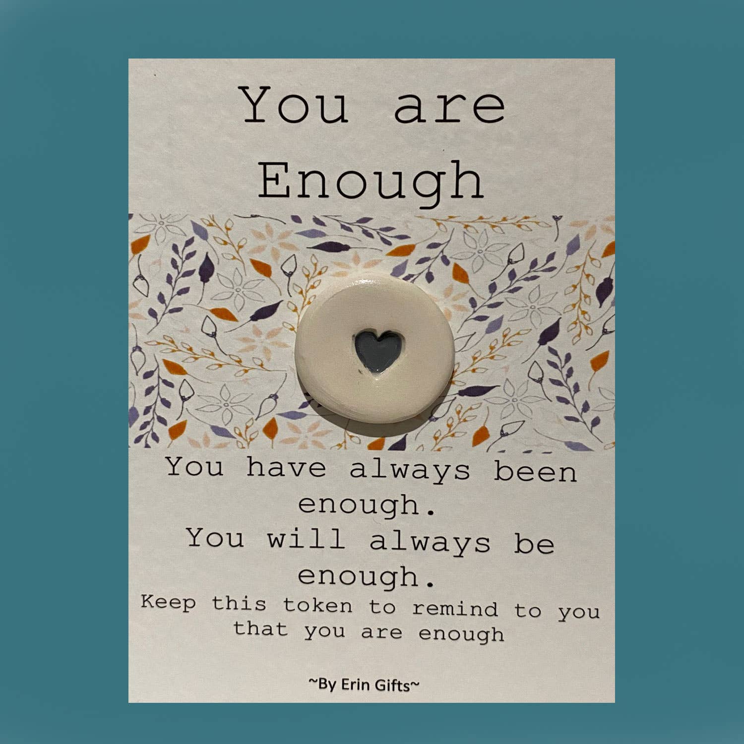 By Erin Cards and Gifts Ltd – wholesale Keepsake coin/token – You are Enough... Ceramic Pocket Token Pocket Hug and Card3