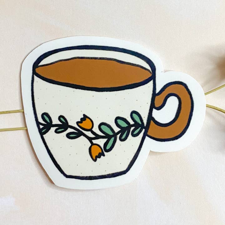 Tea Cup Sticker for wholesale by Rooted Hill