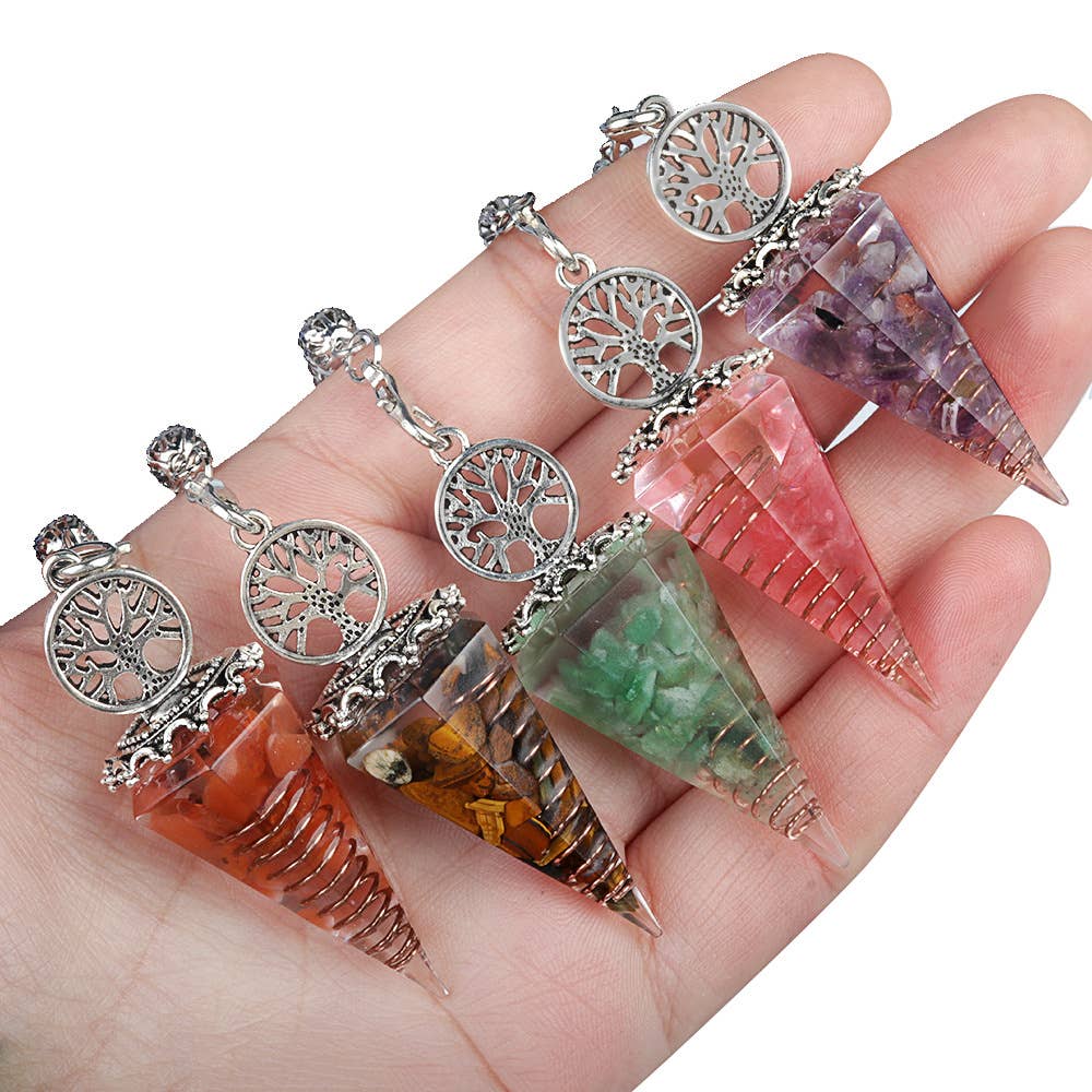 Gemcohub - Wholesale Spiritual Stone/Crystal - Tree of Life Resin Crystal Pendulum15