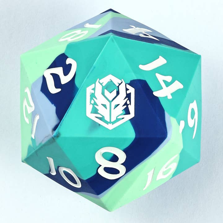 Hymgho Premium Dice - Wholesale Dice - 55mm Chonk Rubber Silicon D20- The Ice Ball