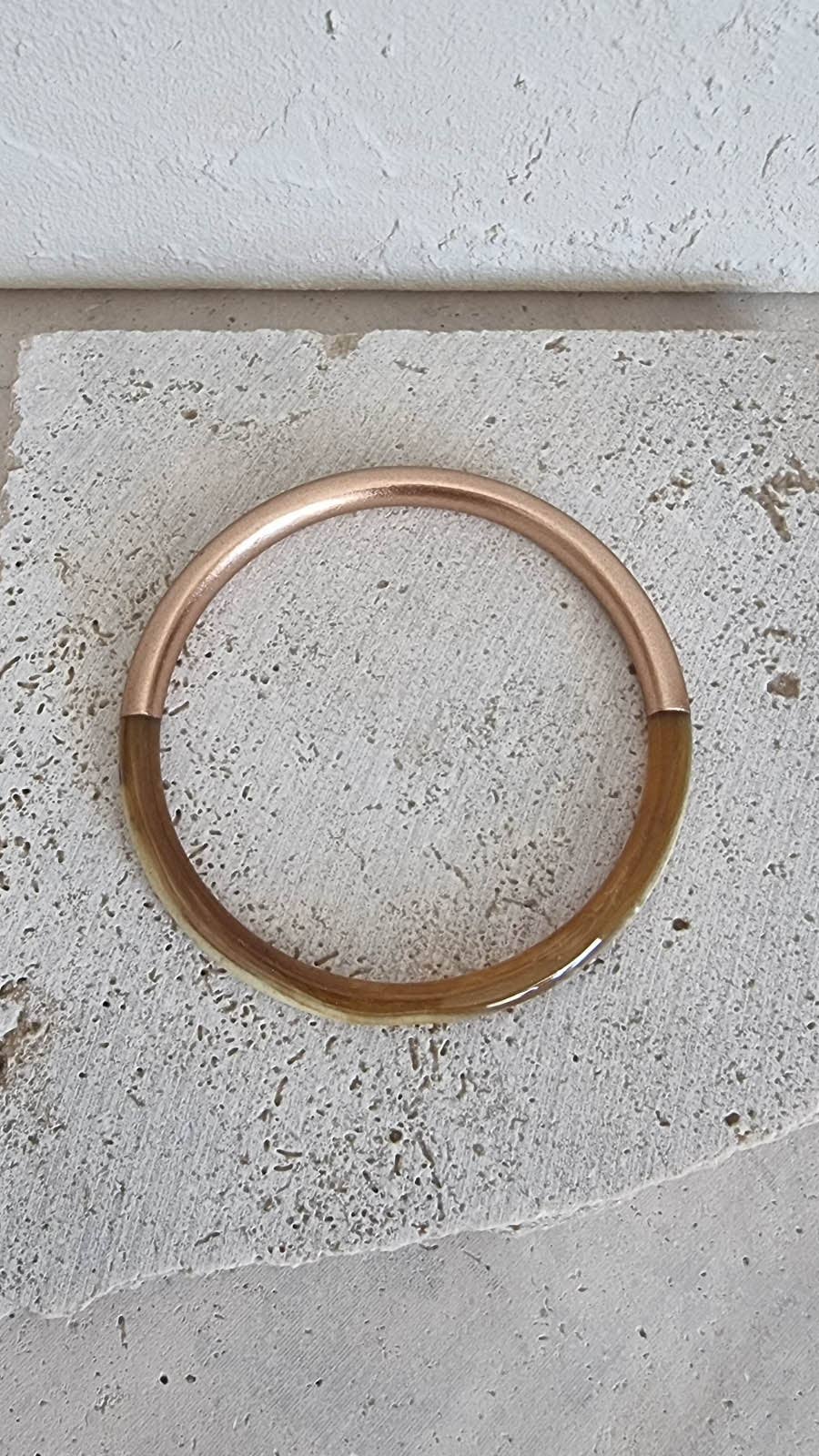 Le Coin Sauvage - Wholesale Bangle Bracelet - Horn Bangle Bracelet - 5 mm - Champagne Duo - Rose Gold3