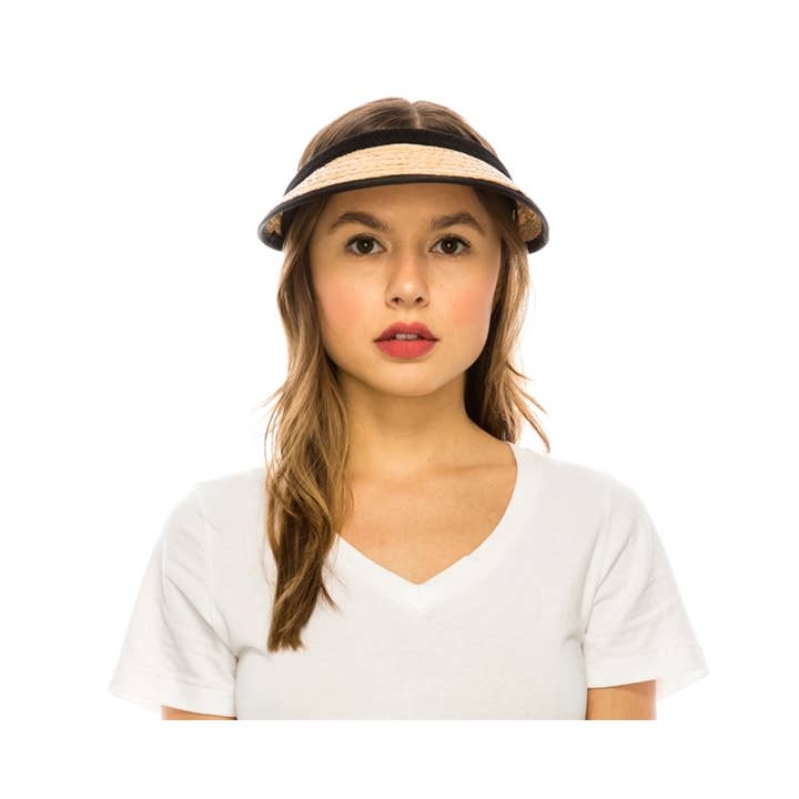 Pare-soleil en paille de raphia naturel avec clip de confort pour la vente par DNMC