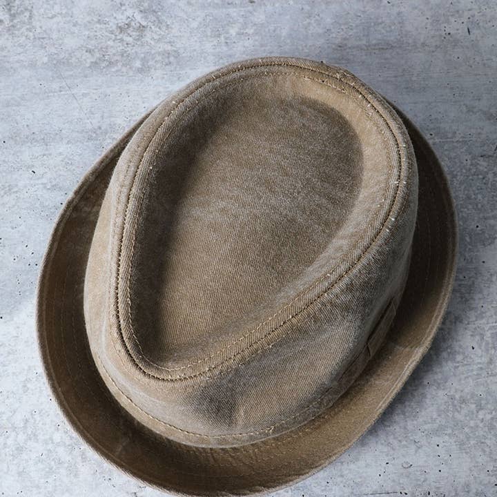Fashion City - Wholesale Fedora - Women's - Washed Cotton Porkpie Fedora Hat with Folded Brim.6