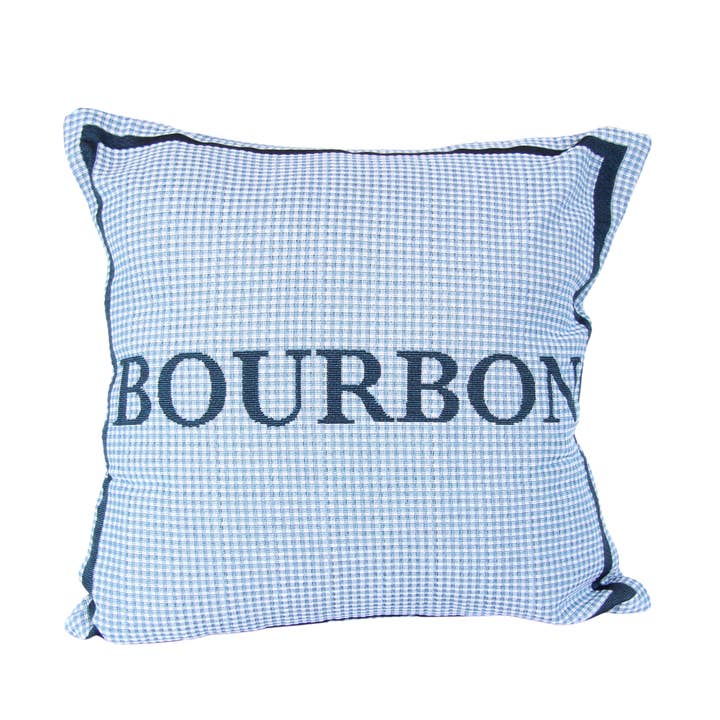 Blue Plaid Bourbon Pillow for wholesale by Barrel Down South