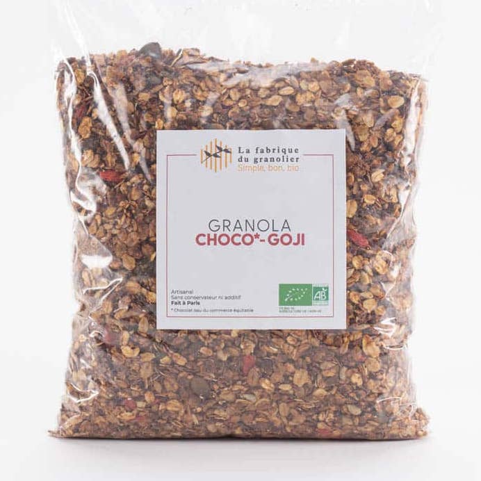 Organic Chocolate Goji Granola Bulk - 1 kg for wholesale by La Fabrique du Granolier