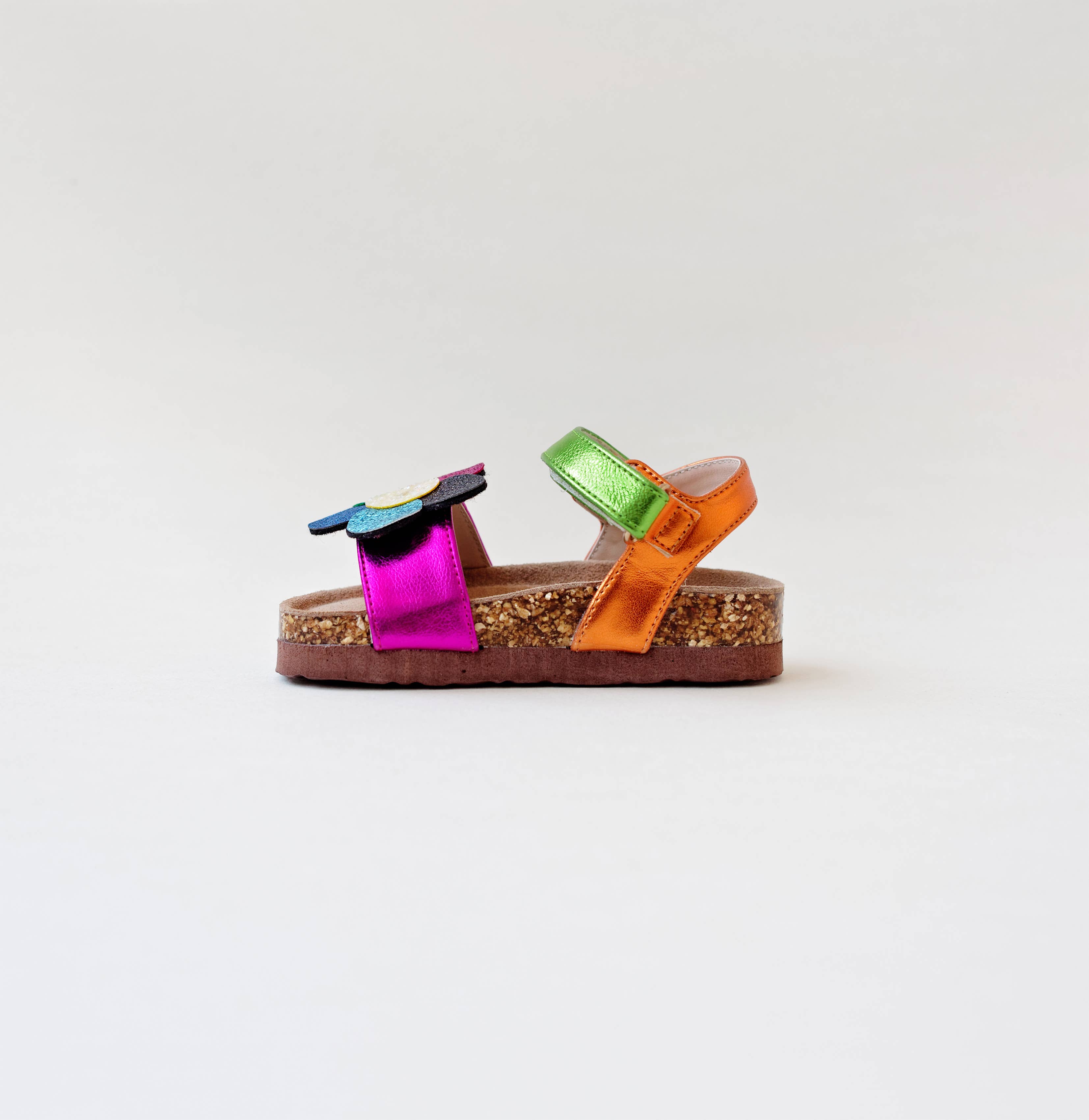 BOXBO - Wholesale Sandals - Kids - Natural Cork Kids Summer Sandals - Rainbow Flower2