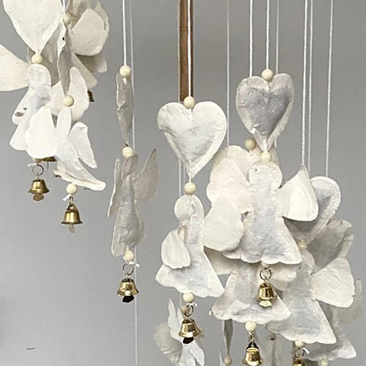 VIE - Vendita all'ingrosso Decorazione mobile - Mobile artigianale in carta di gelso, cuore e farfalla, 50x20 cm6