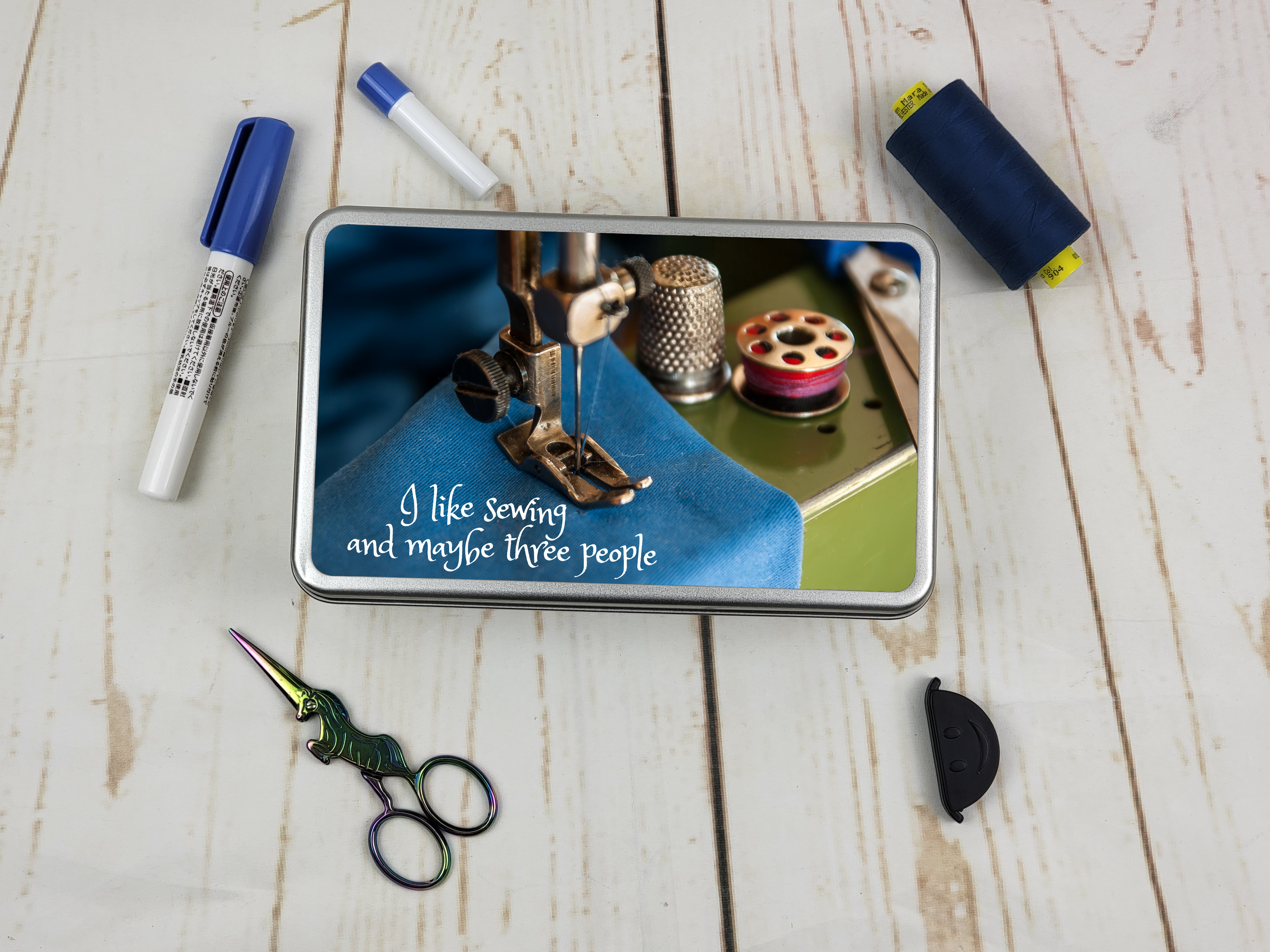 Rubyjam Fabric - Wholesale Decorative box - I like sewing & maybe 3 people - Rectangle Metal Storage Tin1