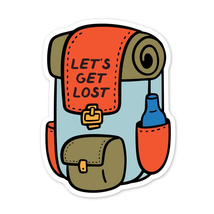 Let's get Lost Backpacking Sticker for wholesale by The Stickerie
